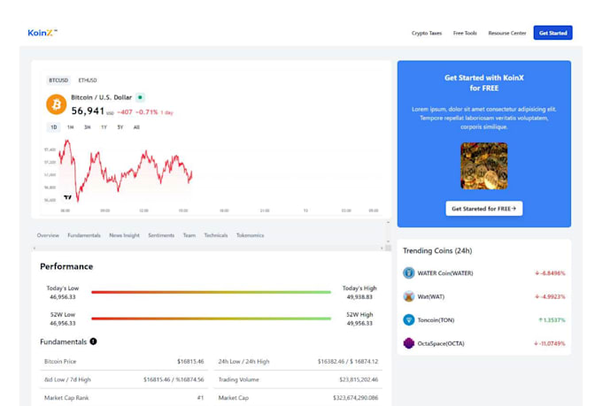 develop interactive website using react with modern look